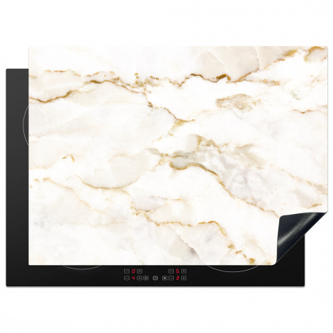 Protège-plaque à induction - Marbre - Chaux - Or - Luxe - Aspect marbre - Blanc