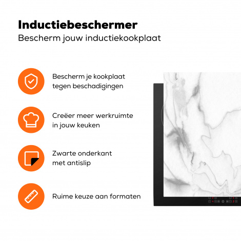 Inductiebeschermer - Marmer - Grijs - Wit - Abstract - Marmerlook-3