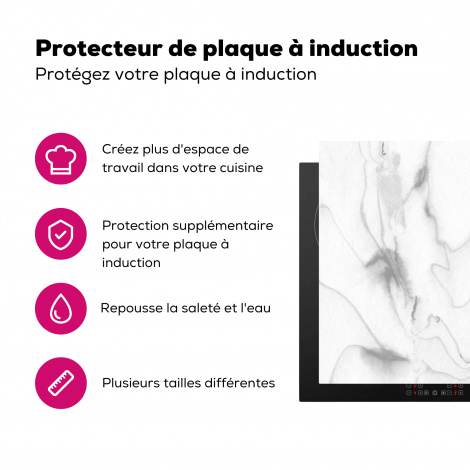 Protège-plaque à induction - Marbre - Gris - Blanc-3