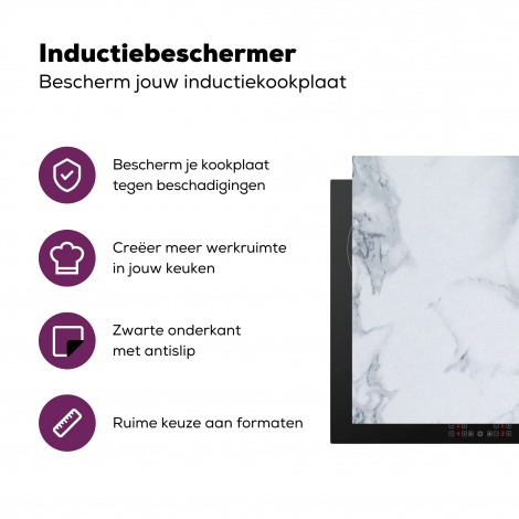 Inductiebeschermer - Marmer - Patroon - Gijs - Wit - Marmerlook - Luxe-3