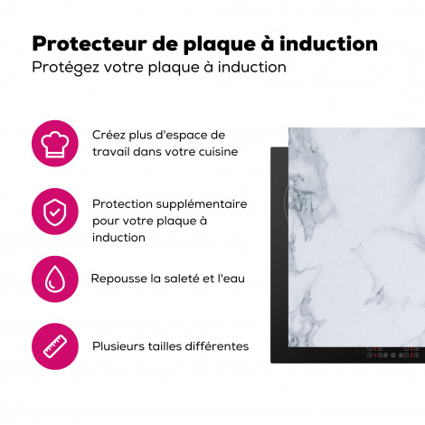 Protège-plaque à induction - Marbre - Motif - Gus - Blanc - Aspect marbre - Luxe-3