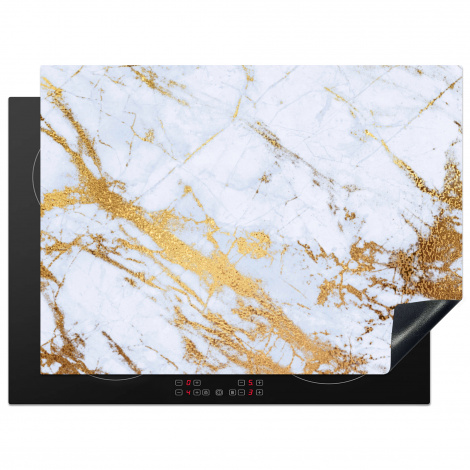 Protège-plaque à induction - Marbre - Or - Blanc - Luxe - Aspect marbre - Paillettes