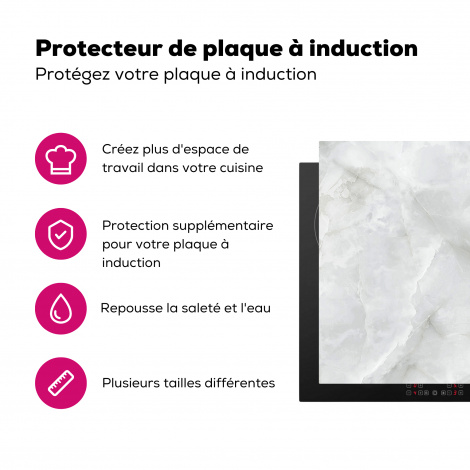 Protège-plaque à induction - Marbre - Blanc - Motifs - Pierre - aspect marbre-3