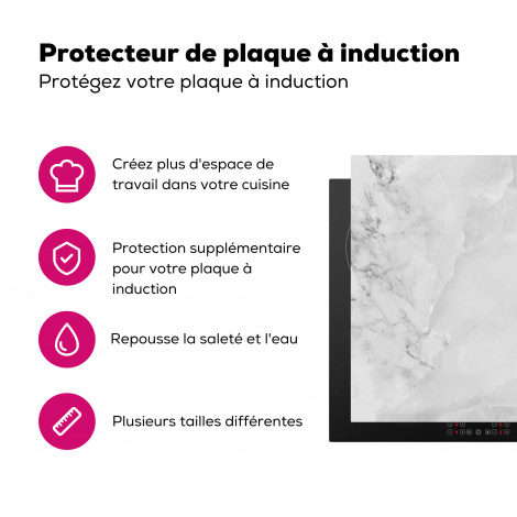 Protège-plaque à induction - Marbre - Pierre - Blanc - Gris - Aspect marbre-3