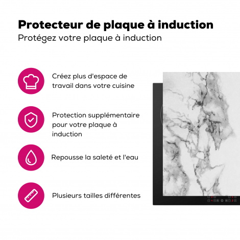 Protège-plaque à induction - Marbre - Pierre - Blanc - Gris - Noir - Aspect marbre-3