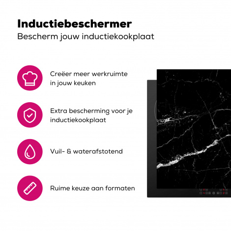 Inductiebeschermer - Marmer - Zwart - Marmerlook - Wit - Luxe - Steen-3