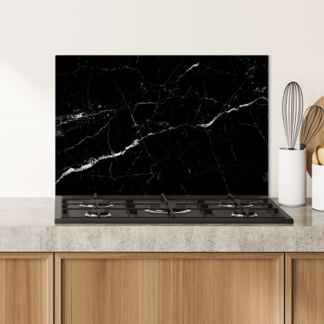 Spatscherm keuken - Marmer - Zwart - Lijn-4