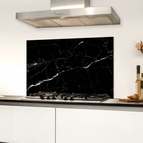 Spatscherm keuken - Marmer - Zwart - Lijn-2