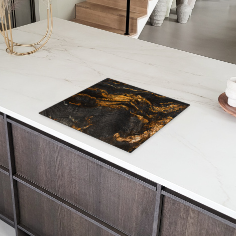 Inductiebeschermer - Marmer - Kalk - Zwart - Goud - Marmerlook - Luxe-6