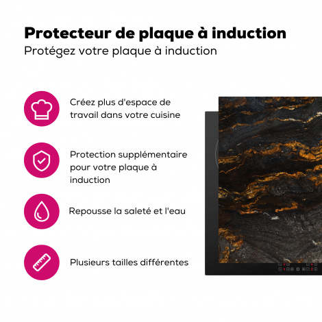 Protège-plaque à induction - Marbre - Lime - Noir - Or - Aspect marbre - Luxe-3