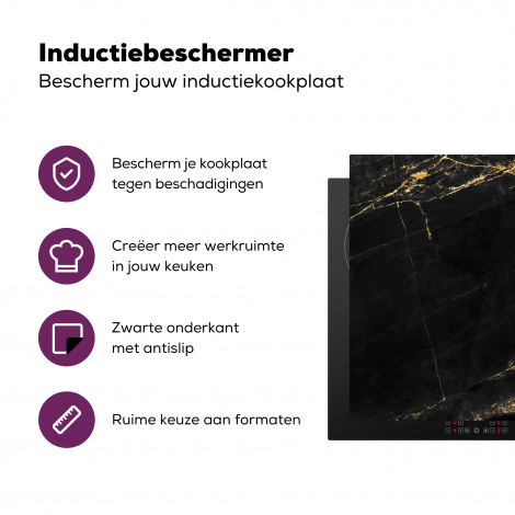 Inductiebeschermer - Marmer - Zwart - Goud - Chic-3