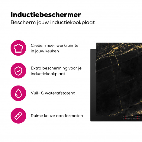 Inductiebeschermer - Marmer - Zwart - Goud - Chic-3