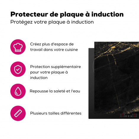 Protège-plaque à induction - Marbre - Noir - Or - Chic - Aspect marbre - Design-3