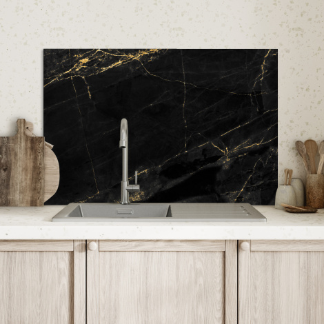Spatscherm keuken - Marmer - Zwart - Goud - Chic-3