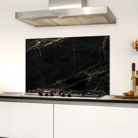 Spatscherm keuken - Marmer - Zwart - Goud - Chic-2
