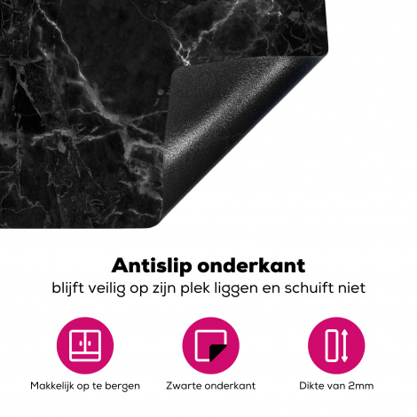 Inductiebeschermer - Marmer - Zwart - Wit - Textuur - Marmerlook-4