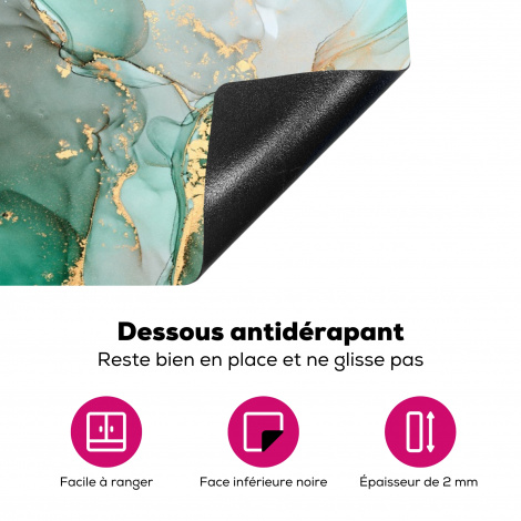Protège-plaque à induction - Or - Marbre - Vert - Luxe - Aspect marbre - Gris-4