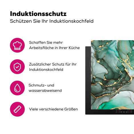 Herdabdeckplatte - Gold - Marmor - Grün - Luxus - Marmoroptik - Grau-3
