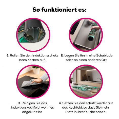Herdabdeckplatte - Gold - Marmor - Grün - Luxus - Marmoroptik - Grau-7