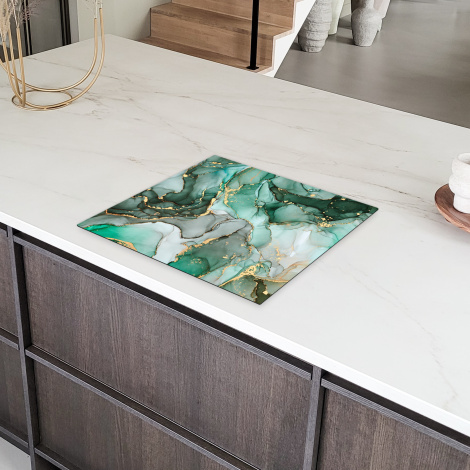 Inductiebeschermer - Goud - Marmer - Groen - Luxe - Marmerlook - Grijs-6