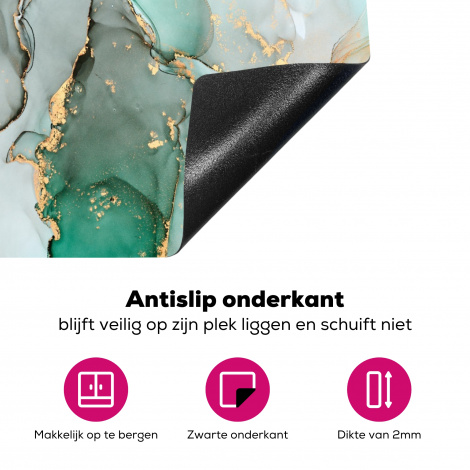 Inductiebeschermer - Goud - Marmer - Groen - Luxe - Marmerlook - Grijs-4