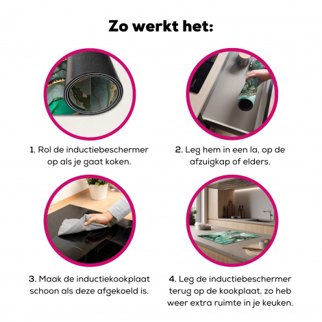 Inductiebeschermer - Goud - Marmer - Groen - Luxe - Marmerlook - Grijs-7