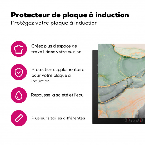 Protège-plaque à induction - Or - Marbre - Vert - luxe - Paillettes - aspect marbre-3