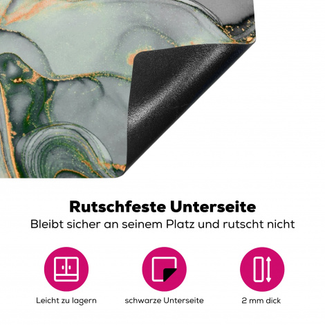 Herdabdeckplatte - Gold - Marmor - Grün - Luxus - Glitzer - Marmoroptik-4