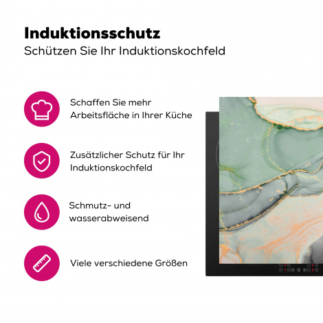 Herdabdeckplatte - Gold - Marmor - Grün - Luxus - Glitzer - Marmoroptik-3