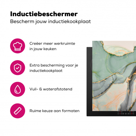 Inductiebeschermer - Goud - Marmer - Groen - luxe - Glitter - Marmerlook-3