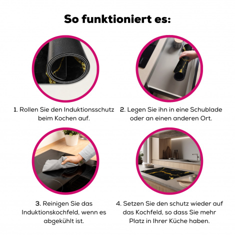 Herdabdeckplatte - Marmor - Gold - Schwarz - Marmoroptik - Glitter-7