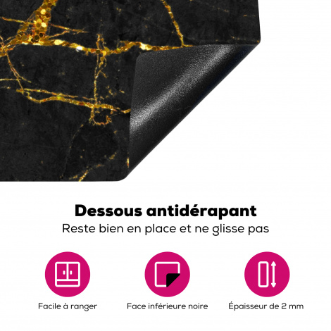 Protège-plaque à induction - Marbre - Or - Noir - Aspect marbre - Luxe - Paillettes-4