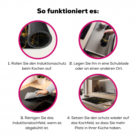 Herdabdeckplatte - Marmor - Gold - Schwarz - Marmoroptik - Luxe - Glitzer-7