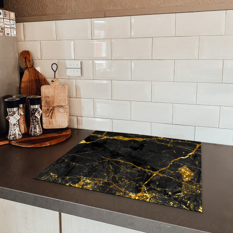 Inductiebeschermer - Marmer - Goud - Zwart - Marmerlook - Luxe - Glitter-5