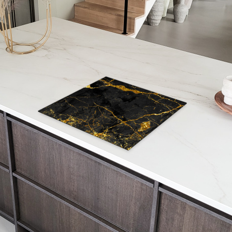 Inductiebeschermer - Marmer - Goud - Zwart - Marmerlook - Luxe - Glitter-6