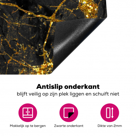Inductiebeschermer - Marmer - Goud - Zwart - Marmerlook - Luxe - Glitter-4