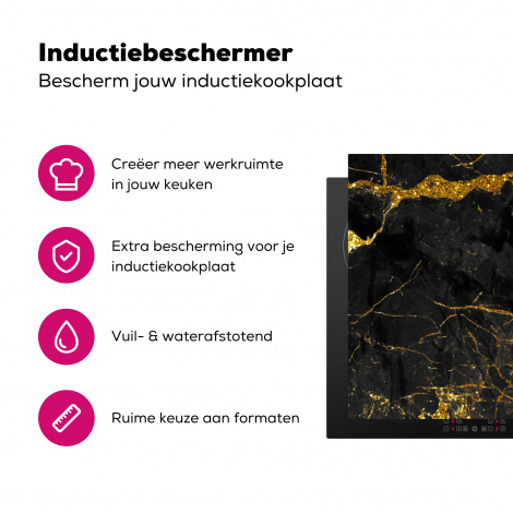 Inductiebeschermer - Marmer - Goud - Zwart - Marmerlook - Luxe - Glitter-3