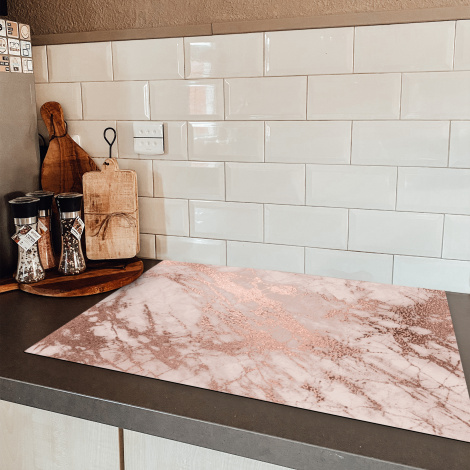 Herdabdeckplatte - Marmor - Rosa - Luxus - Marmoroptik - Glitzer - Design-5