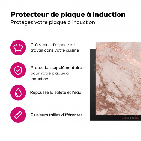Protège-plaque à induction - Marbre - Rose - Luxe - Aspect marbre - Paillettes - Design-3