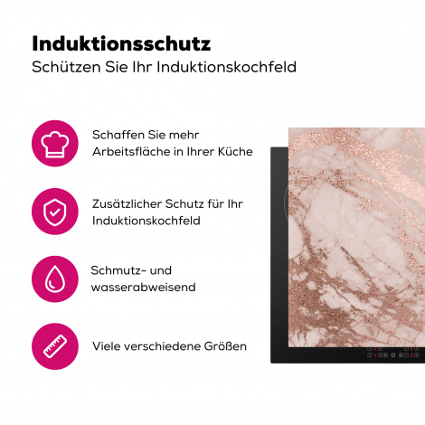 Herdabdeckplatte - Marmor - Rosa - Luxus - Marmoroptik - Glitzer - Design-3