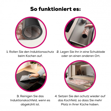 Herdabdeckplatte - Marmor - Rosa - Luxus - Marmoroptik - Glitzer - Design-7