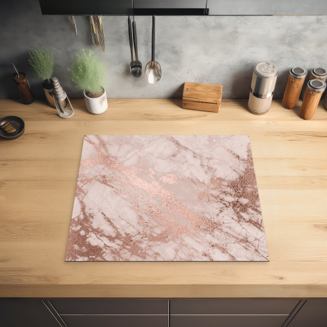 Inductiebeschermer - Marmer - Roze - Luxe - Marmerlook - Glitter - Design-2