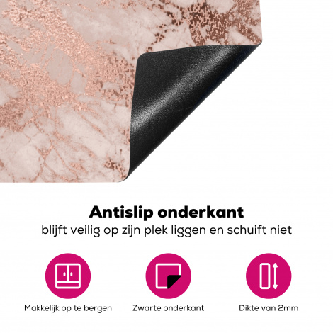Inductiebeschermer - Marmer - Roze - Luxe - Marmerlook - Glitter - Design-4