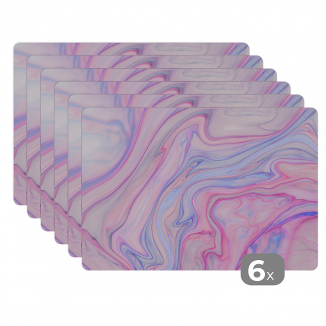 Premium placemats (6 stuks) - Marmer - Kleuren - Pastel - 45x30 cm-1