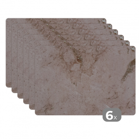 Premium placemats (6 stuks) - Marmer - Steen - Licht - 45x30 cm