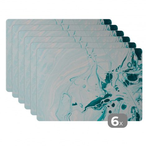 Premium placemats (6 stuks) - Marmer - Olieverf - Blauw - 45x30 cm