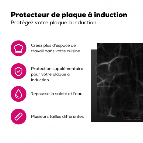 Protège-plaque à induction - Marbre - Motifs - Noir-3