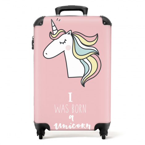 Koffer - Quote - Meisjes - Eenhoorn - Roze - I was born a Unicorn