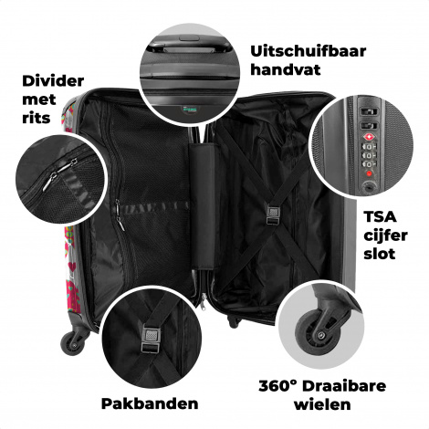 Koffer - Patroon - Hartjes - Roze - Meisjes-4