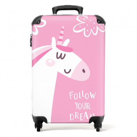 Koffer - Eenhoorn - Quote - Follow your dream - Roze - Meisjes